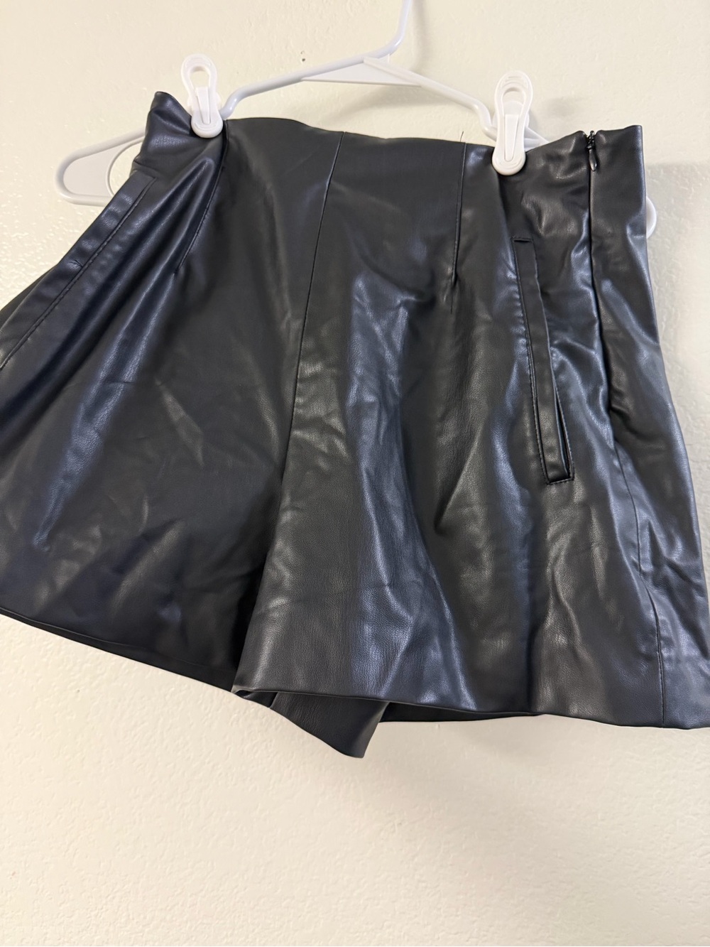 Zara Black Faux Leather Flared Skirt